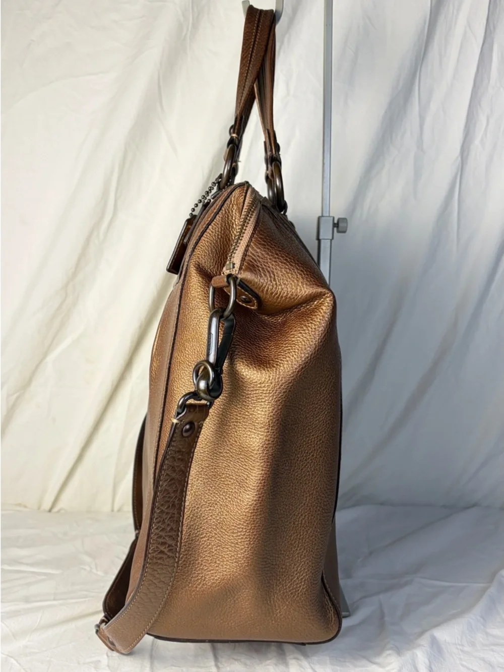 Coach Madison Satchel Metallic Bronze Leather Crossbody – Excellent Condition